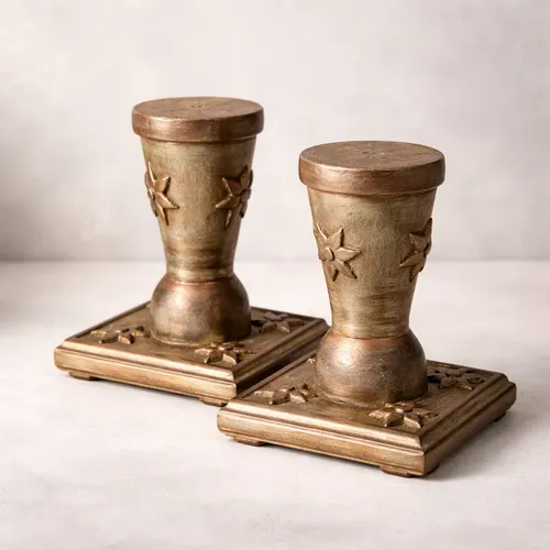 Set de 2 Portavelas Rústicos/vintage de Madera Decorativa de Thor Home
