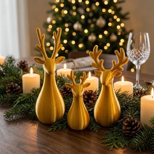 Renos Navideños Nordicos Set X3 Blanco Dorado Adorno de Thor Home