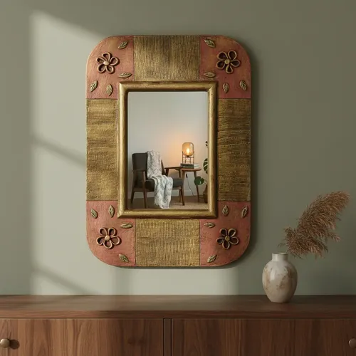 Espejo Rectangular Vintage Rosa Antares Dorado Oscuro de Thor Home