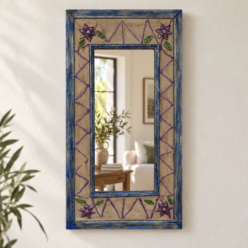 Espejo de Pared Rectangular Marco Vintage Decorativo Azul Petróleo de Thor Home