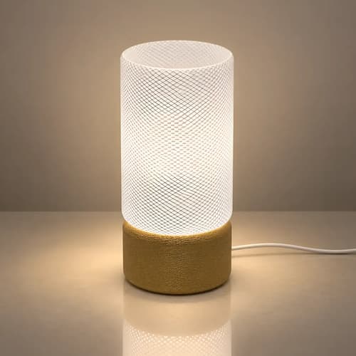 Lámpara Velador de Mesa Moderna Luz Cálida Trama Blanca Marrón Claro Blanco de Thor Home