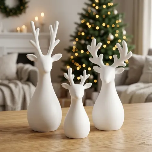 Renos Navideños Nordicos Set X3 Blanco Dorado Adorno de Thor Home
