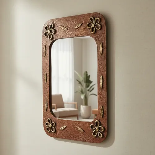Espejo Artesanal Rectangular Flor de Tierra de Thor Home